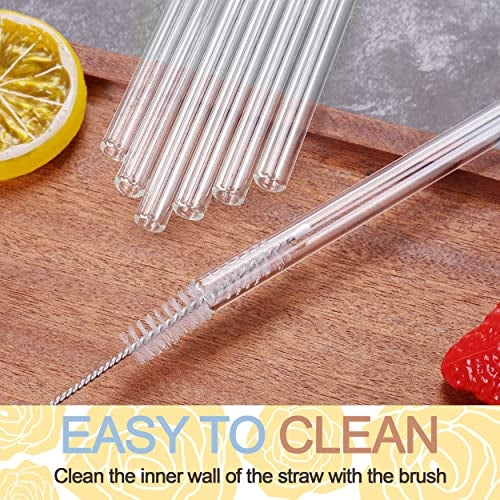 The Tea Trove Glass Straws With Cleaning Brush | 4 Transparent Straws & 1 Cleaner | Clear Reusable, Elegant Alternate to Stainless Steel for Drinking Juice, Smoothie - Image 3