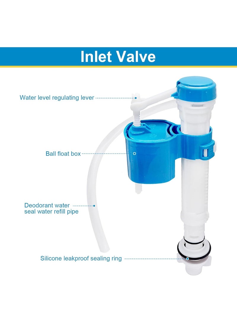 فكسر طقم إصلاح صمام المرحاض المزدوج - نظام تدفق يعمل بزر ضغط | يتضمن صمام تعبئة، وصمام تدفق، وزرًا | موفر للمياه، وسهل التركيب - Image 4