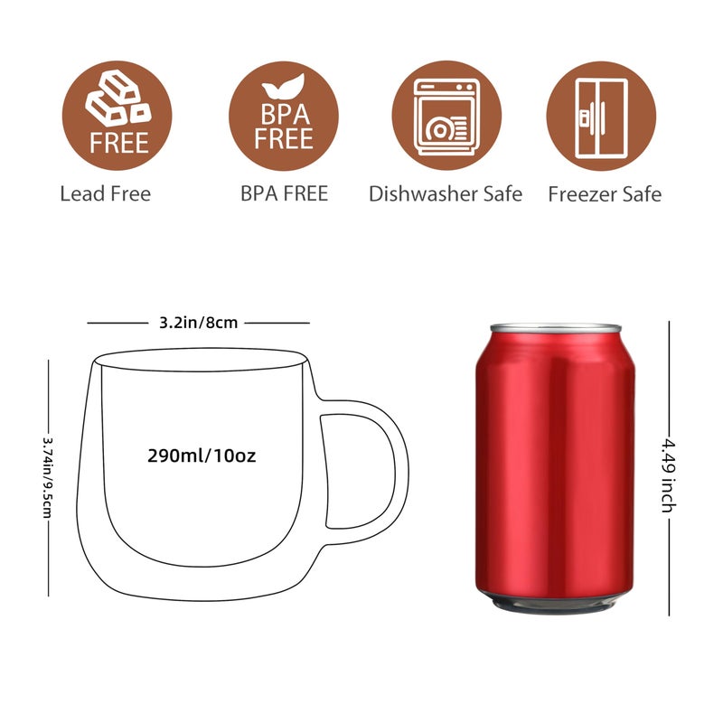 CNGLASS 10oz Double Walled Glass Coffee Mugs(2-pack),Clear Coffee Cups with Handle,Glass Espresso Mugs for Latte,Cappuccino,Tea - Image 2
