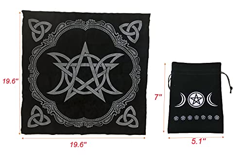 VIDAYA Altar Cloth, High-Grade Thick Velvet Fabric Triple Moon Pentagram Tarot Cloth, Use for Wiccan Witchcraft Supplies and Tools, Tarot Divination Table Cloth Astrology Tapestry and Tarot Card Bag - Image 2