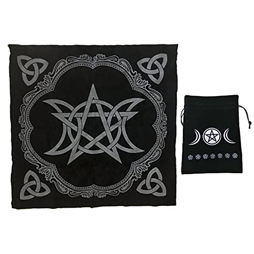 VIDAYA Altar Cloth, High-Grade Thick Velvet Fabric Triple Moon Pentagram Tarot Cloth, Use for Wiccan Witchcraft Supplies and Tools, Tarot Divination Table Cloth Astrology Tapestry and Tarot Card Bag - Image 1