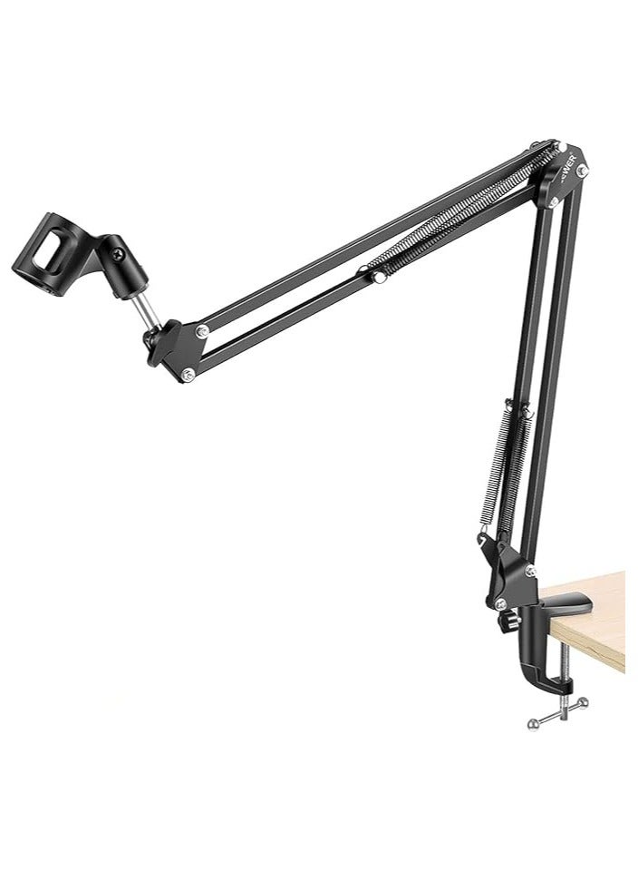 Professional Microphone Stand Adjustable Microphone Suspension Boom Scissor Arm Stand, Compact Mic Stand for Radio Broadcasting, Voice-Over, Stage and TV Stations  - Image 1