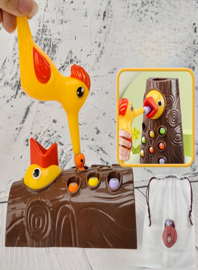 Woodpecker toys fishing catch insects small game birds catch insects magnetic puzzle early education training exercise toys wholesale(1 stump 1 bird 8 insects) - Image 4