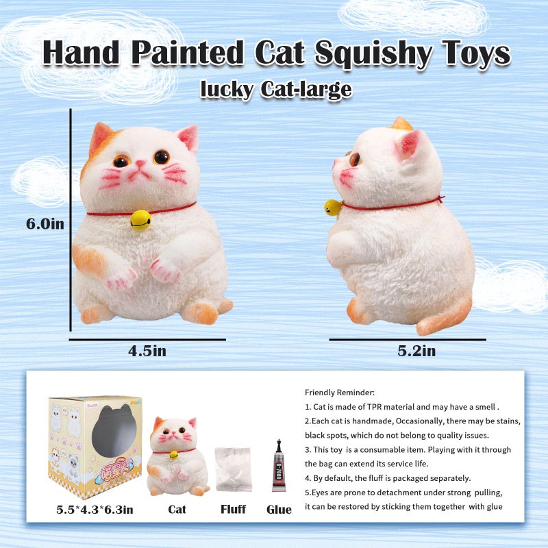 QOUXZ Big Hand Painted Cat Squishy Toys Large Cute Ultra Soft Kitty Squeeze Fidget Toys For Stress Relief  Kawaii Squishies Sticky Animal Toys For Adults Kids Decompression Sensory Balls Toys For Autism - Image 2