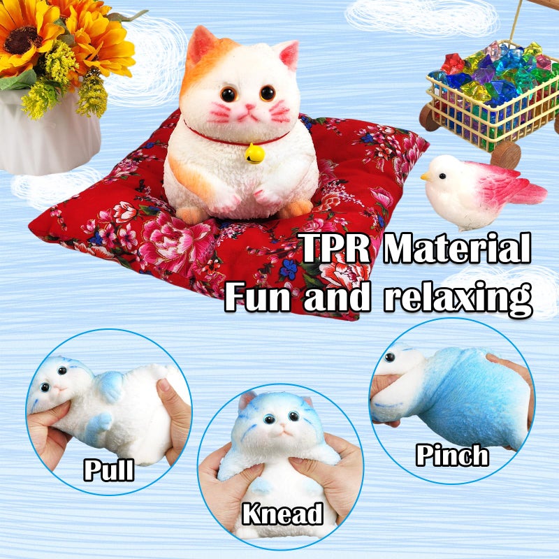 QOUXZ Big Hand Painted Cat Squishy Toys Large Cute Ultra Soft Kitty Squeeze Fidget Toys For Stress Relief  Kawaii Squishies Sticky Animal Toys For Adults Kids Decompression Sensory Balls Toys For Autism - Image 4