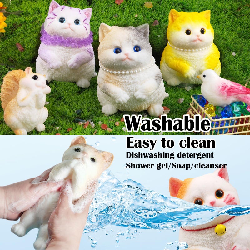 QOUXZ Big Hand Painted Cat Squishy Toys Large Cute Ultra Soft Kitty Squeeze Fidget Toys For Stress Relief  Kawaii Squishies Sticky Animal Toys For Adults Kids Decompression Sensory Balls Toys For Autism - Image 3