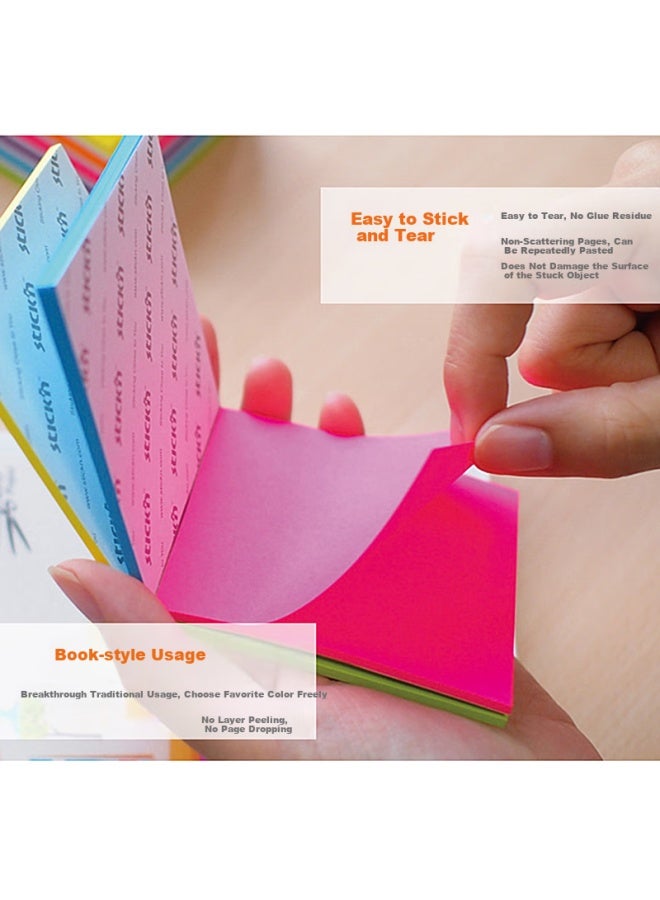 Stickn (stickn) ملاحظات لاصقة ملونة مفردة مذكرة ذاتية اللصق 76*51mm دفتر رسائل فلورية 5 ألوان نوع حامل القلم 125 ورقة/لوح 33012 - Image 1