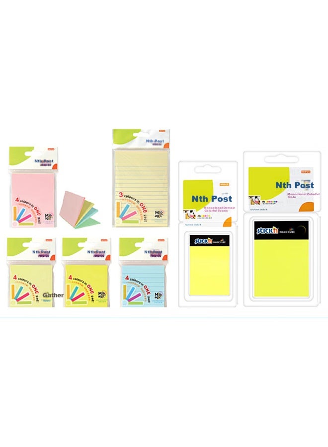 Stickn (stickn) ملاحظات لاصقة ملونة مفردة مذكرة ذاتية اللصق 76*51mm دفتر رسائل فلورية 5 ألوان نوع حامل القلم 125 ورقة/لوح 33012 - Image 2