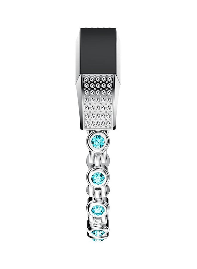 ISank Rhinestone Replacement Strap For Fitbit Alta And Fitbit Alta HR Silver/Blue - Image 5