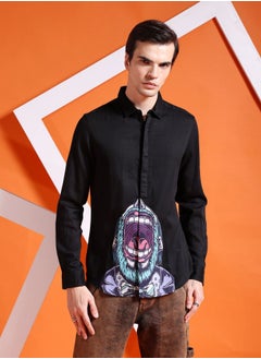 The Indian Garage Co Men Slim Fit Graphic Print Full Sleeves Cutaway Collar Party Wear Shirt  - Image 1