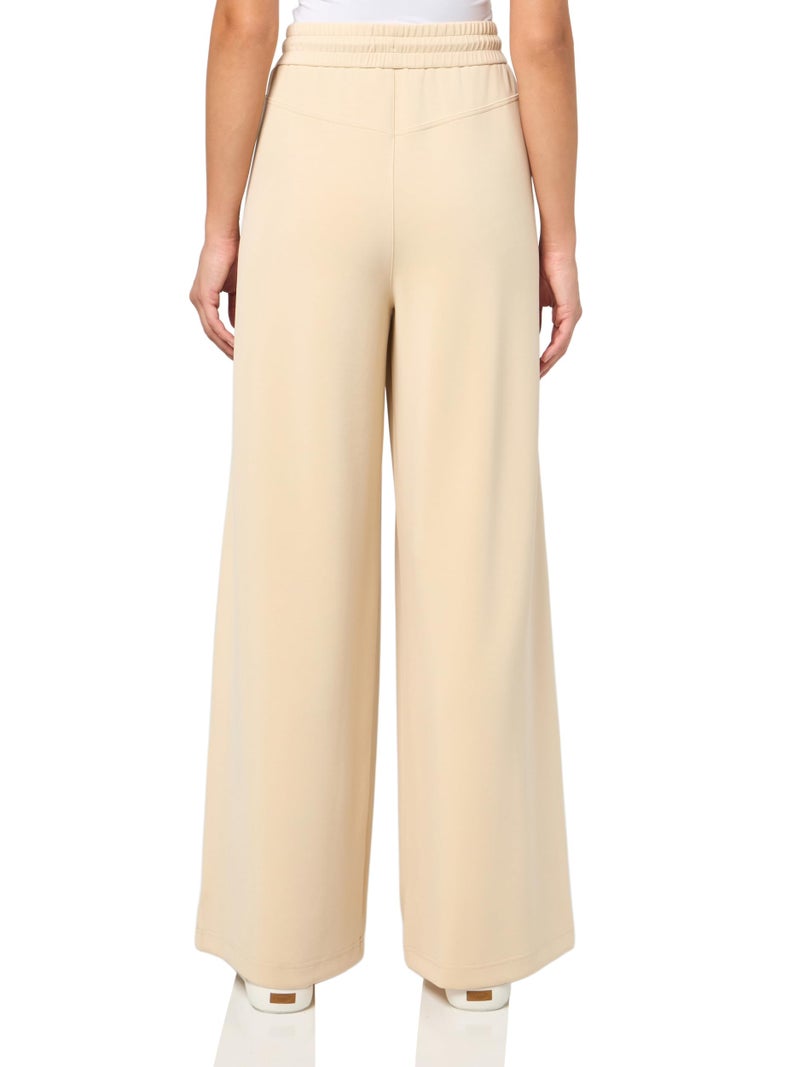 BOSS, Soft Pleat Wide Leg Jersey Trousers, Light Beige, Large - Image 2