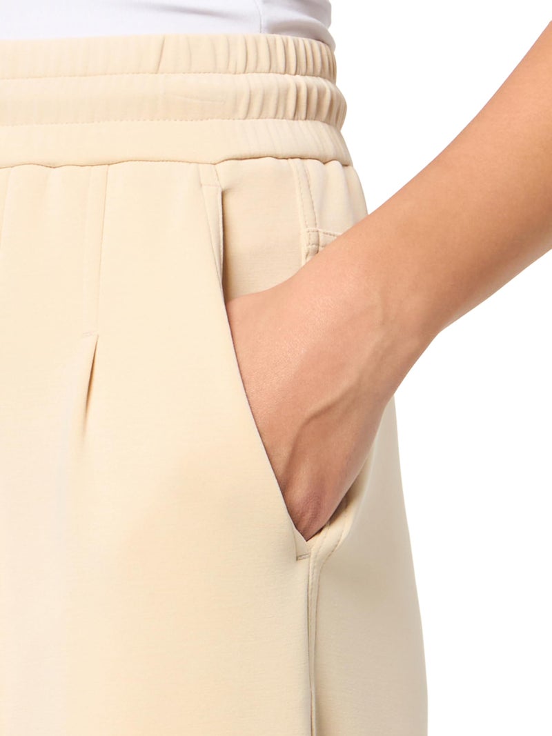 BOSS, Soft Pleat Wide Leg Jersey Trousers, Light Beige, Large - Image 3