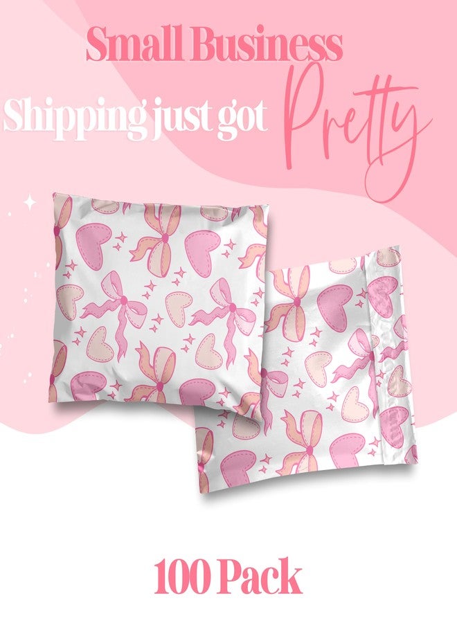 Pretty Package Store 6x9 Designer Poly Mailer 100 Pack Heavy Duty Waterproof Self Seal Shipping Bags for Small Business Large Mailing Envelopes Bulk Tear Resistant Packaging Coquette Bows Hearts - Image 3