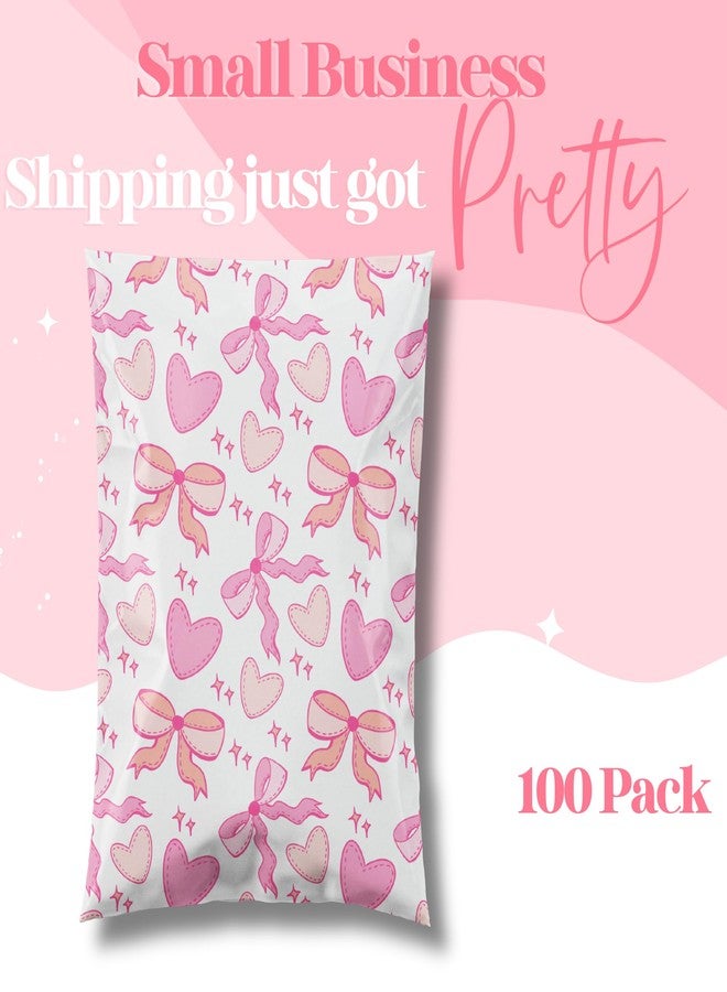 Pretty Package Store 6x9 Designer Poly Mailer 100 Pack Heavy Duty Waterproof Self Seal Shipping Bags for Small Business Large Mailing Envelopes Bulk Tear Resistant Packaging Coquette Bows Hearts - Image 2