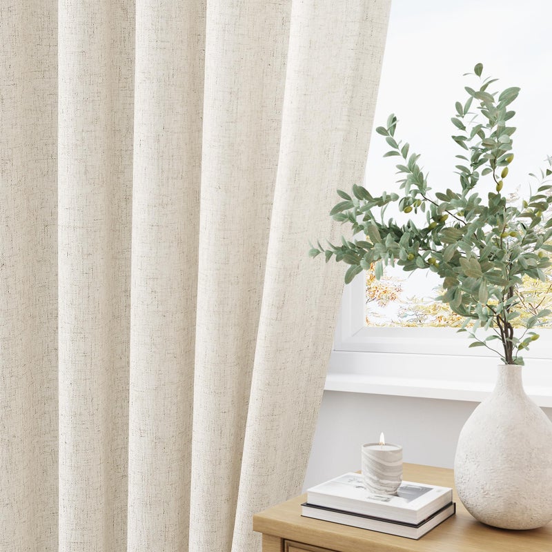 Aersas Sand Beige Pinch Pleat Linen Curtains 84 Inch Length 2 Panels Set for Bedroom Dining Room Semi Sheer Linen Boho Farmhouse Neutral Window Curtains 84 Inches Long for Living Room Nursery 40x84 - Image 5