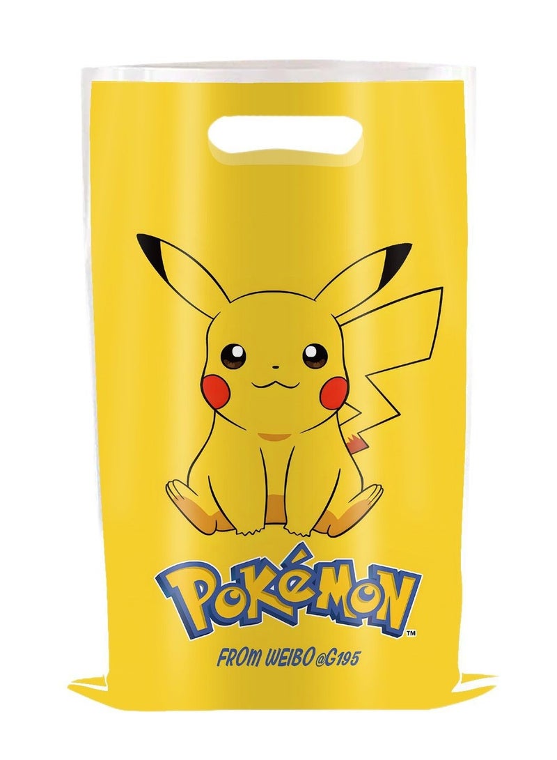 TOVELE5 20pcs Pikachu Cartoon Party Candy Gift Bags with Handle, Printed Design Plastic Treat Bags for Boys Girls Birthday Baby Shower Party Supplies  - Image 1