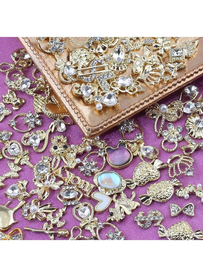 JALIYA 30pcs Random Gold Nail Charms Luxury Zircon Nail Rhinestones 3D Alloy Flower Butterfly Nail Art Charms Metal Snake Rabbit Heart Charms for Nails Mix Styles Nail Gems Nail Jewels for Nail Art Supplies - Image 2