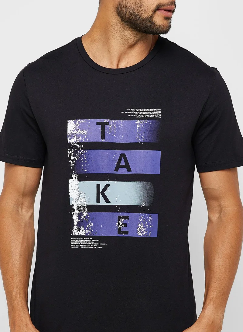 JUNE Graphic Crew Neck  Regular Fit T-Shirt