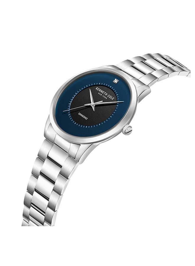 Kenneth Cole New York ساعة يد أنالوج كوارتز زرقاء بقطر 42 مم مزودة بألماس حقيقي للرجال - Image 4