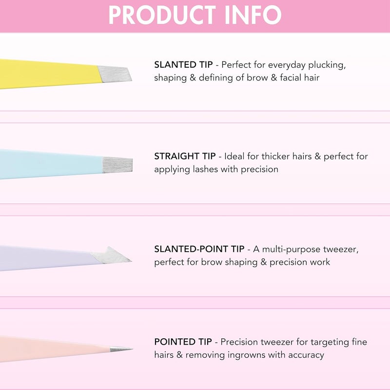 Brushworks HD 4 Piece Combination Tweezer Set Mixed - Image 3