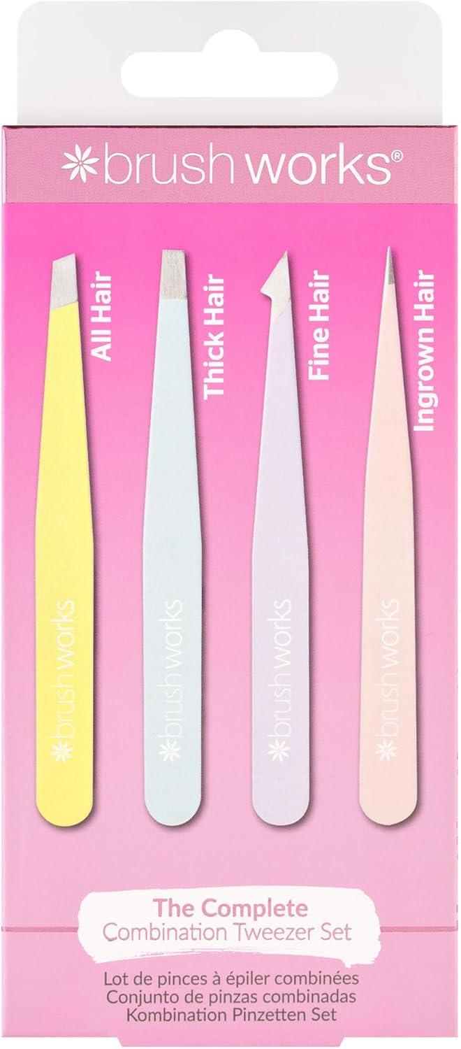 Brushworks HD 4 Piece Combination Tweezer Set Mixed - Image 1