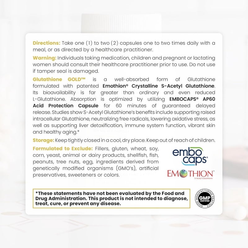 Pure Therapro Rx SAcetyl Glutathione Gold 100mg Made in USA  4 Month Supply  Acid Resistant Capsules  Patented Acetylated Form of Glutathione  Zero Fillers Pharmaceutical Grade Non GMO - Image 3