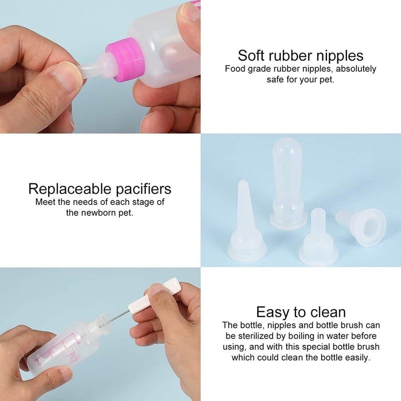 OneNine Multi-color available build Pet Feeding Bottle Kit for Kitten Puppy, 8pcs Pets Nursing Kit for Small Animals, Kitten Milk Bottle Puppy Milk Feeder with Replacement Nipples Pet Feeder Set for Newborn Dogs & Cats (Yellow) Budget friendly premium quality - Image 5