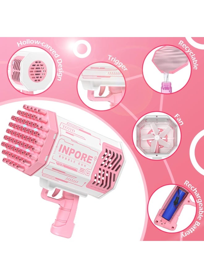 روكيت مسدس فقاعات للأطفال 69 فتحة – Rocket Bubble Gun إصدار متعدد الألوان مع بطارية USB وسائل فقاعات - Image 1