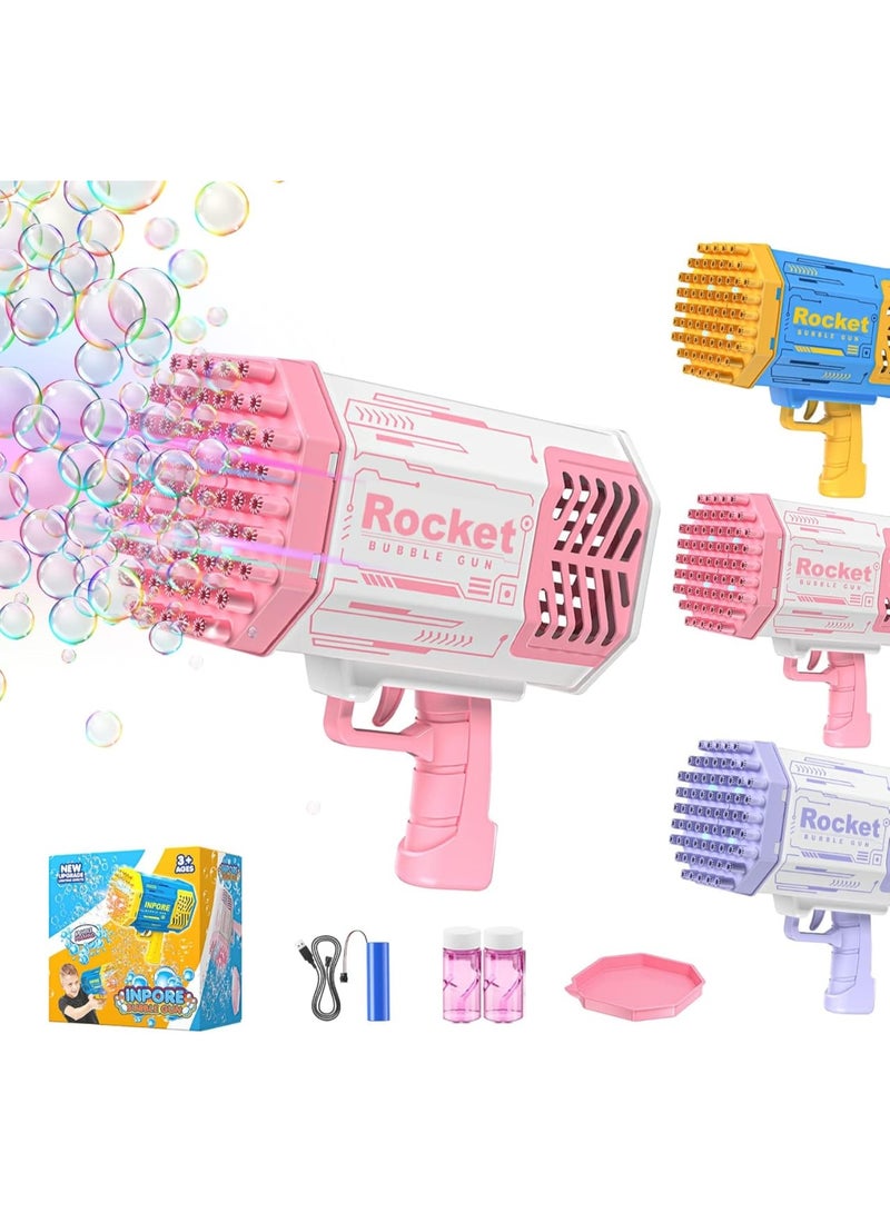روكيت مسدس فقاعات للأطفال 69 فتحة – Rocket Bubble Gun إصدار متعدد الألوان مع بطارية USB وسائل فقاعات - Image 2