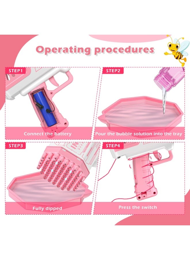 روكيت مسدس فقاعات للأطفال 69 فتحة – Rocket Bubble Gun إصدار متعدد الألوان مع بطارية USB وسائل فقاعات - Image 4