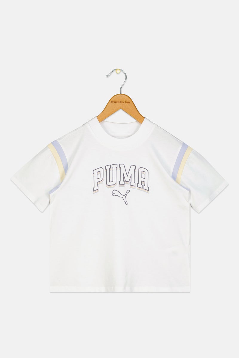 PUMA ملابس رياضية للبنات للأطفال تي شيرت قصير الأكمام في الهواء الطلق، أبيض - Image 2