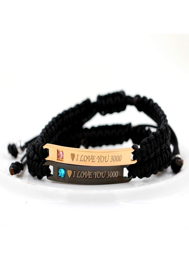 Uloveido I Love You 3000 Couples Bracelets Set, His and Hers Handmade Rope Braided Personalized Matching Bracelets for Him and Her (I Love You 3000) - Image 3