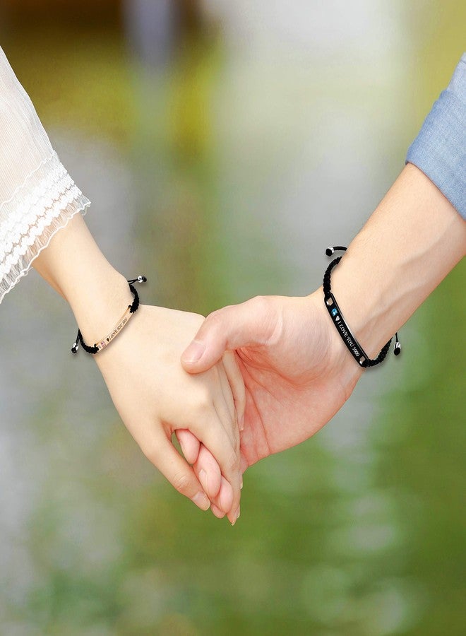 Uloveido I Love You 3000 Couples Bracelets Set, His and Hers Handmade Rope Braided Personalized Matching Bracelets for Him and Her (I Love You 3000) - Image 2