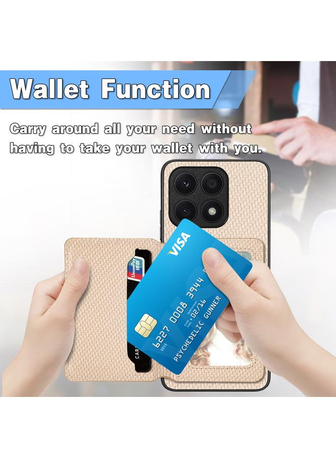 S-TOP Case For Honor X8A Carbon Fiber Magnetic Card Wallet Bag Phone Case - Image 4