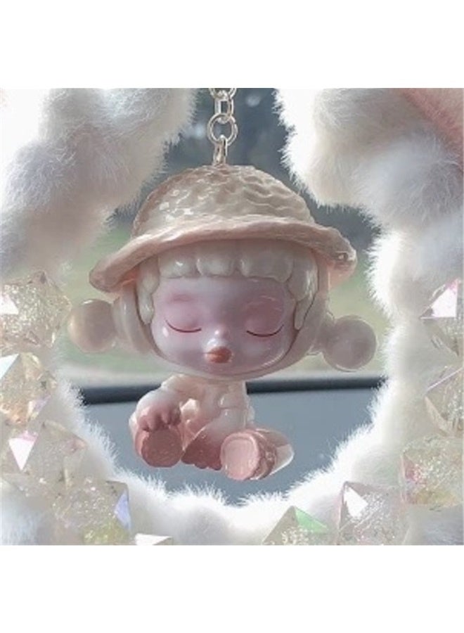 Generic Cute Sleep Elves Car Pendant Interior Decor Rearview Mirror Charms Hanging Ornament Home Decoration-white Cat's ears  - Image 3