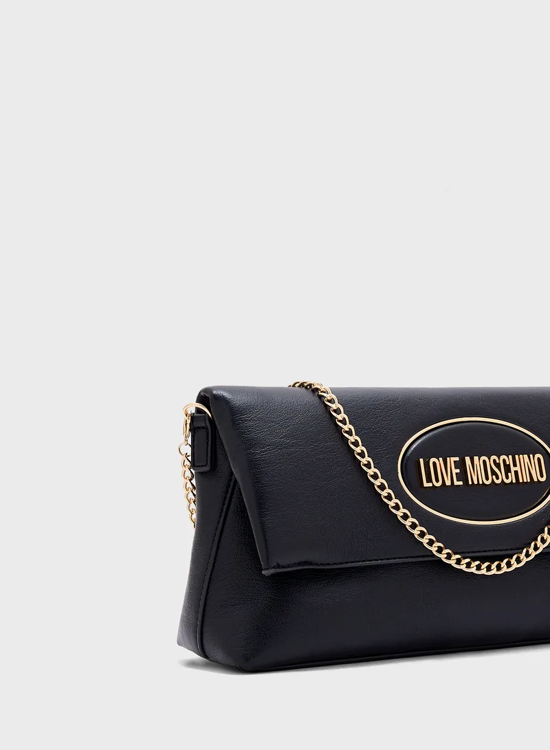 Love Moschino Logo Detailed Flap Over Crossbody