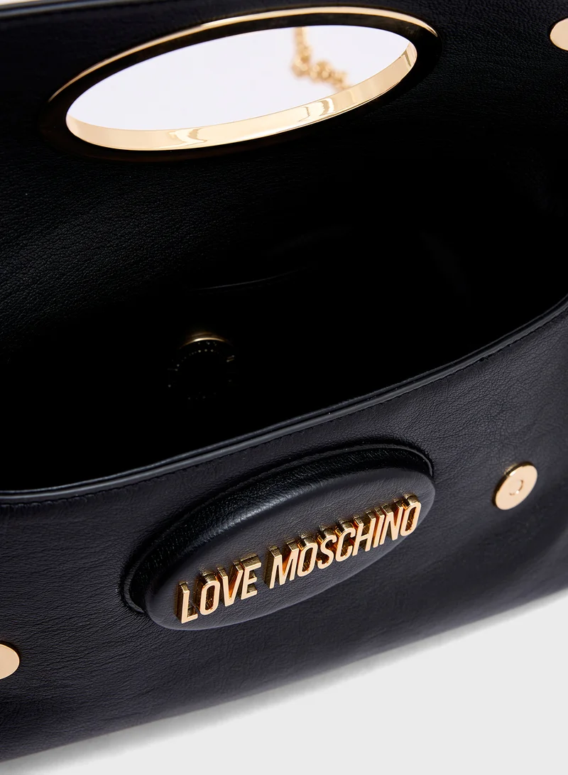 Love Moschino Logo Detailed Flap Over Crossbody