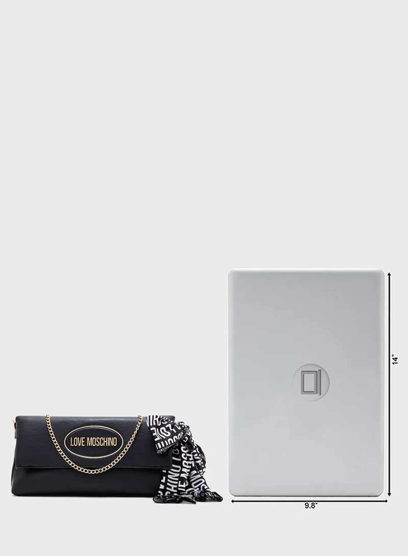 Love Moschino Logo Detailed Flap Over Crossbody