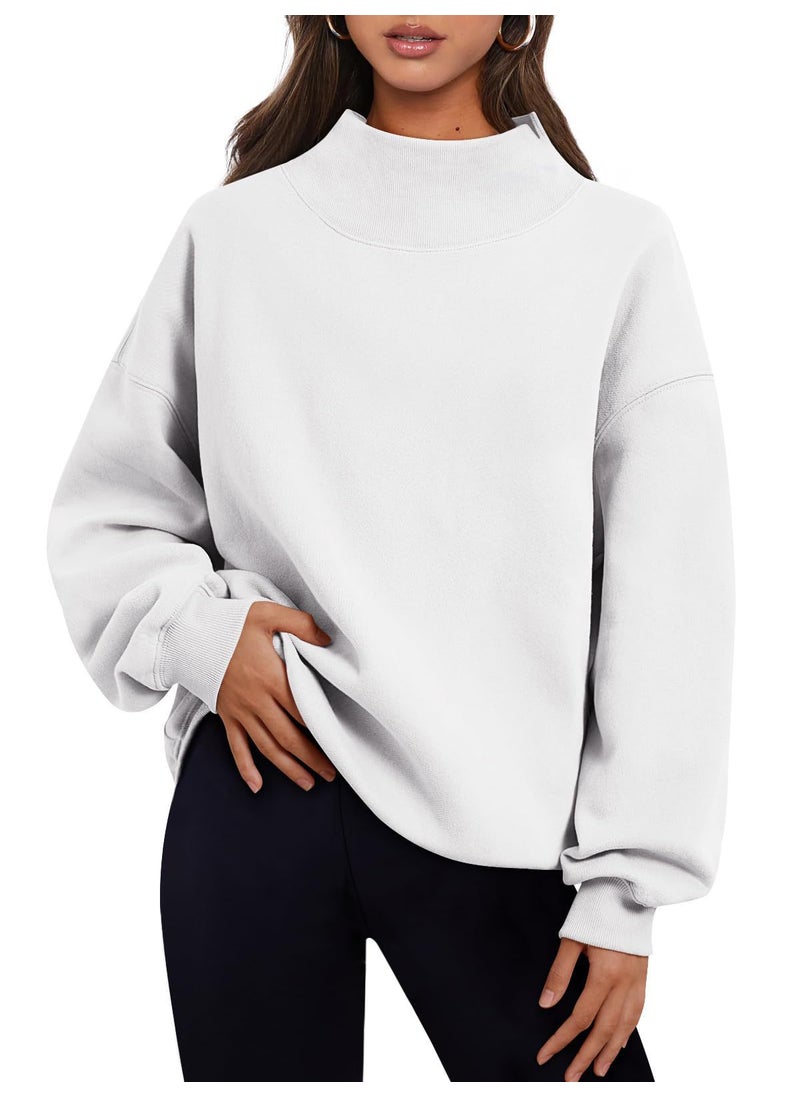 Generic Womens High Neck Fleece Pullover Sweater Reddish brown  - Image 2