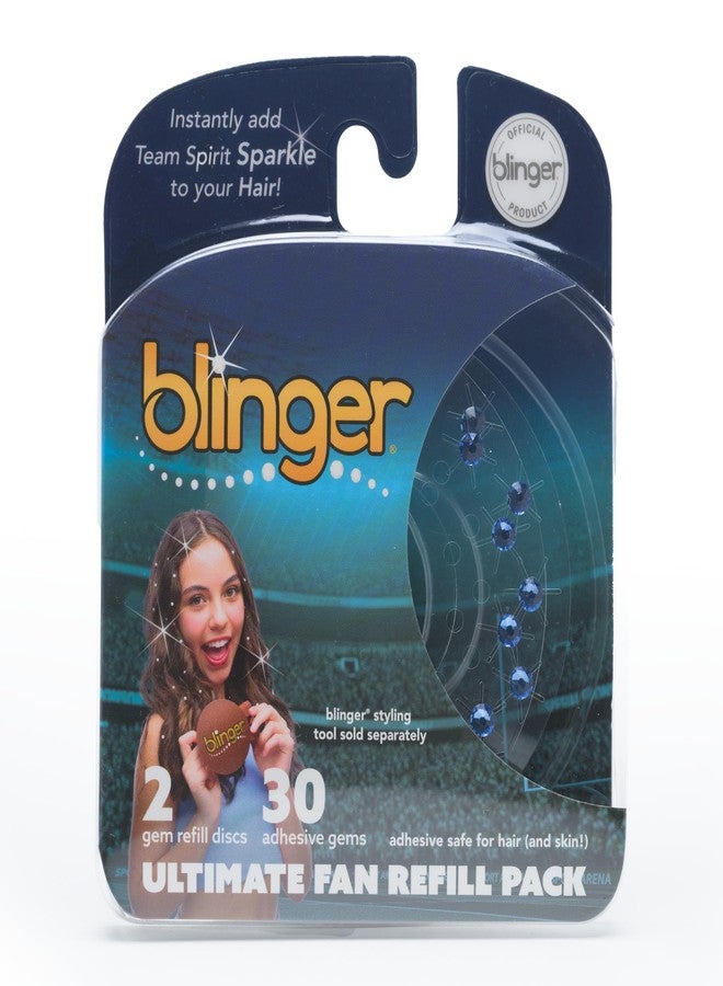 blinger® Ultimate Fan Refill Pack with 30 Precision-Cut Glass Crystals |Instantly Sparkle in Team Spirit Colors | Hair-Safe - Bling In Brush Out - Light Blue - Image 1