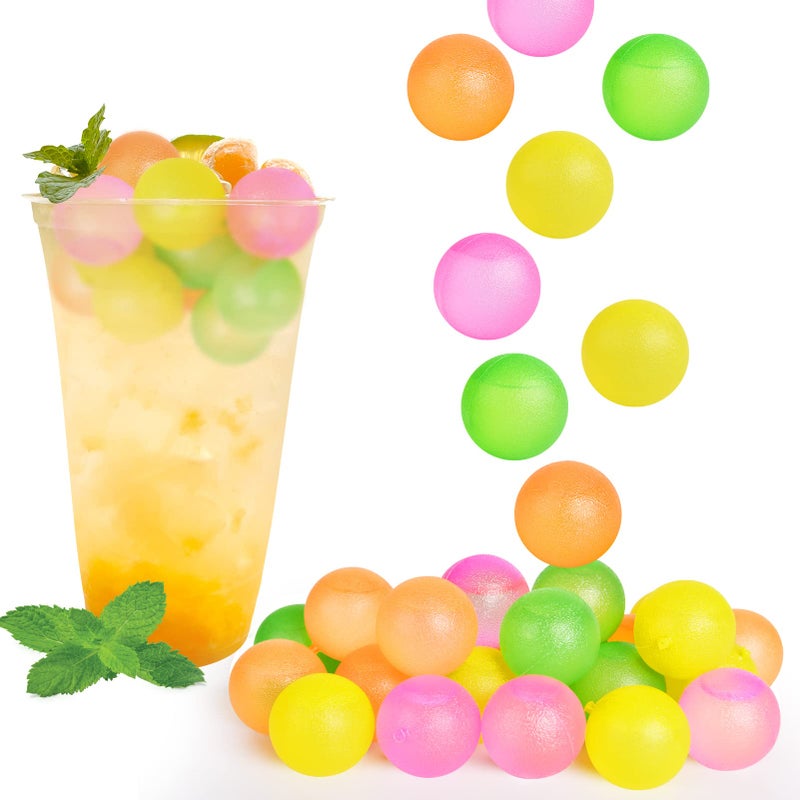100 Pack Reusable Ice Cubes for Drinks  Colorful Round Shape Plastic Cubes Without Diluting  BPA Free Refreezable for Coffee Wine Whiskey Cocktails Multicolor