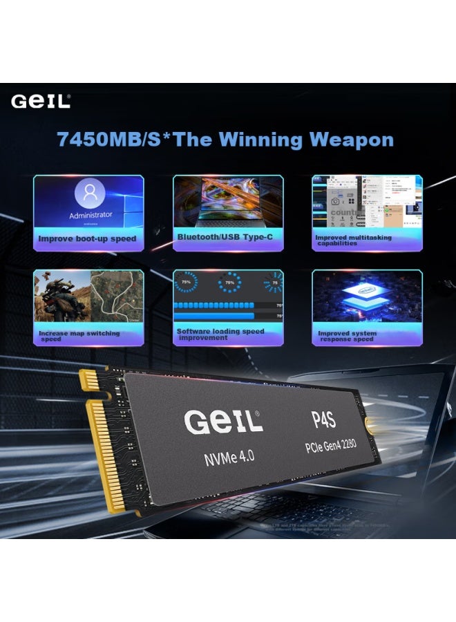 Geil 2tb Ssd, M.2 Interface , Nvme Ssd, High-performance Gaming Version, High-speed 7450mb/s, P4s Series - Image 3