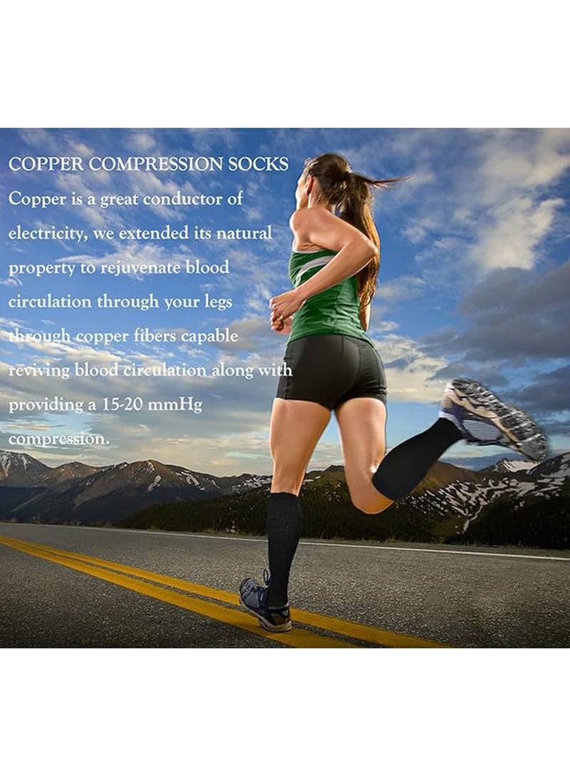 PLUSOX 2 Pack Copper Compression Socks - Compression Socks Women & Men Circulation - Best for Medical,Athletic,Running Hiking Rock Climbing Driving Standing Flying Swelling and Pain Relief Varicose vein socks (L/XL) - Image 4