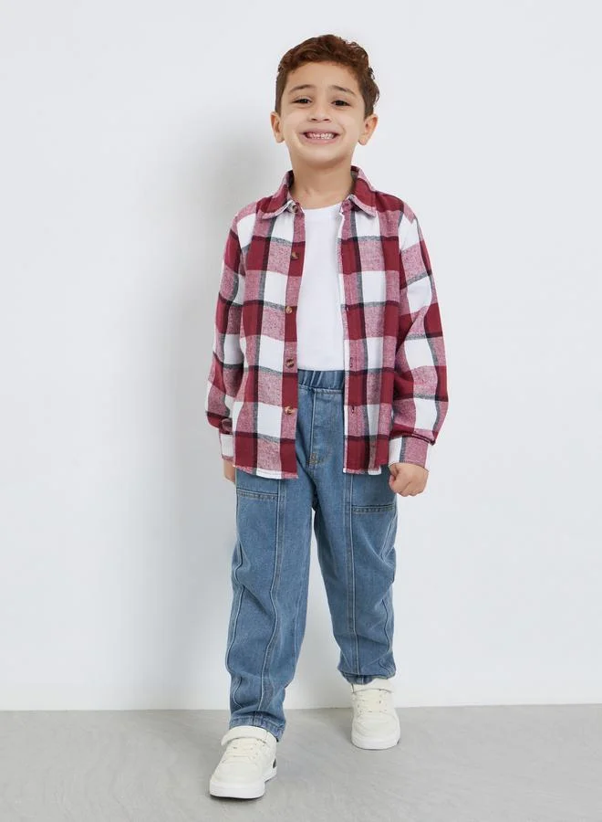 Styli Plain Elastic Waist Jogger Fit Jeans