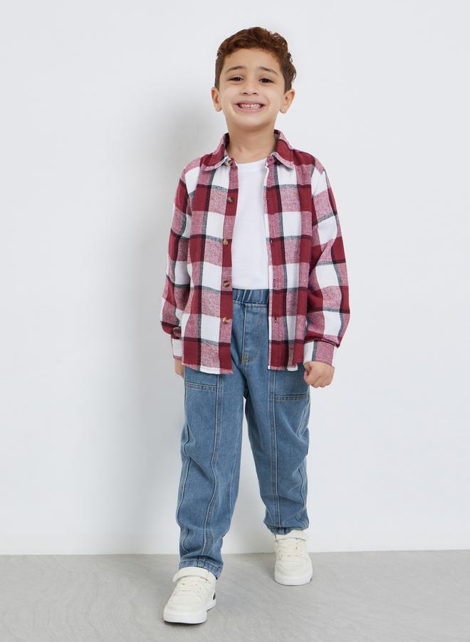 ستايلي جينز سادة بقصة جوغر مع خصر مطاطي - Image 2