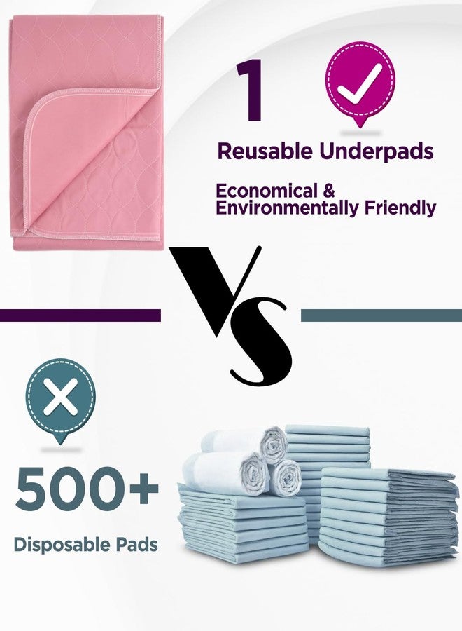 Brosive Washable Bed Pads 34" x 36" - 4 Pack, Pink, Waterproof Bed Pads for Incontinence, Bed Wetting Pads for Bed, Sofa, Floor, Resuable Underpads for Adults, Seniors, Pet - Image 4