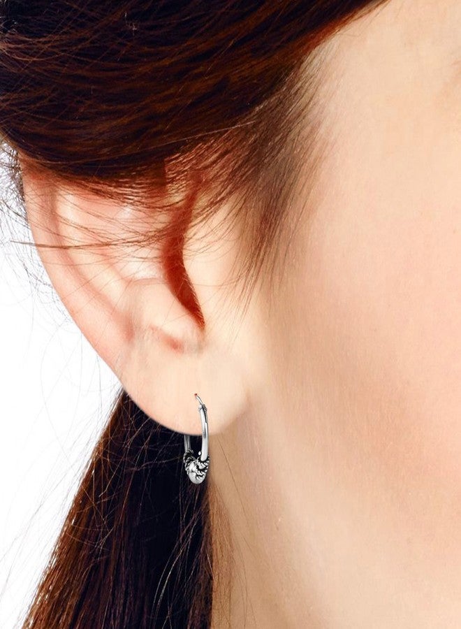 ايرافيدا أقراط حلقية من الفضة الإسترليني عيار 925 بتصميم خرز بالي ملتوي مقاس 14 مم من إيرافيدا | أقراط حلقية بسيطة من الفضة الإسترليني | أقراط كاجوال للنساء | طقم أقراط حلقية | هدية للابنة - Image 4