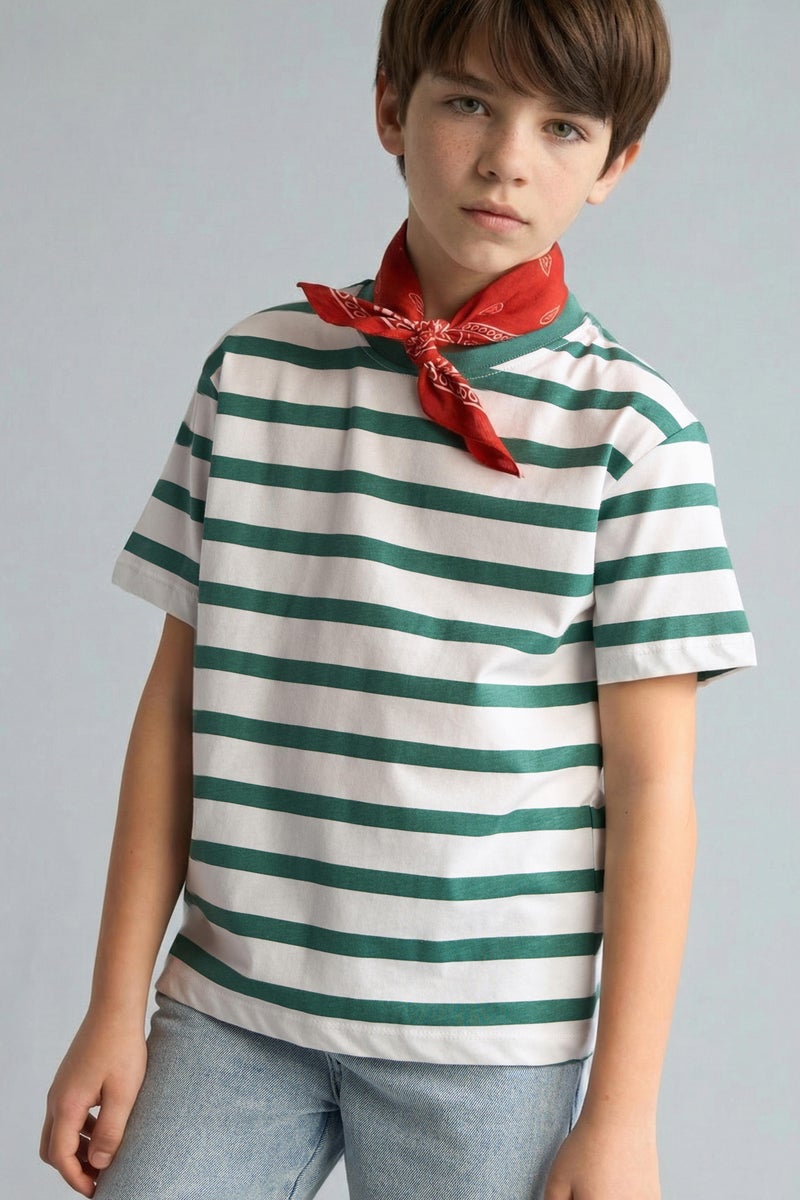 DeFacto Green Boy Boy New Regular Fit Printed Short Sleeve T-Shirt Casual - Image 1