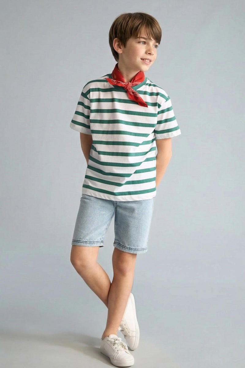 DeFacto Green Boy Boy New Regular Fit Printed Short Sleeve T-Shirt Casual - Image 2