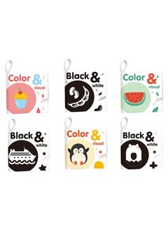 Generic Retro Baby Black And White Visual Enlightenment Cloth Book Color Cognitive Training Children's Early Teaching Six-piece Set With Ringing Paper-Color:Cloth Book (4 Pages Per Book)  - Image 1